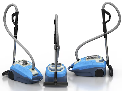 Three Blue Vacuum Cleaners with Modern Design for Home Cleaning Appliances 3d model