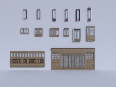 Chinese windows and doors 3d model