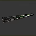 Decorative Metallic Sword With Green Glowing Accents And Intricate Design Patterns