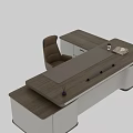 Modern Office Desk With Wooden Top White Cabinets Leather Chair And Functional Design