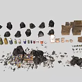 Assorted Waste Items With Black Trash Bags Colorful Bottles Cardboard Boxes And Scattered Debris
