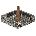 Crystal Square Ashtray With Detailed Design And A Cigar Placed Inside 3d model