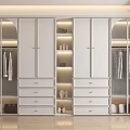 Modern Wardrobe Interior Design With Lighted Shelves Hanging Areas Drawers And Glass Doors