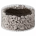 Garden Ornament Wire Mesh Cage Filled With Stones And Central Soil Bed