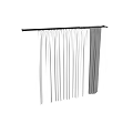 Gray and White Modern Curtains Hanging on Curtain Rod in White Background