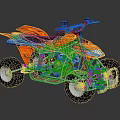 Orange Sporty ATV With Flame Graphics Black Seat And Silver Metal Frame