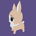 Cute Cartoon Animal With Big Ears Large Eyes Light Brown White Fur Purple Background Illustration