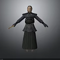 Samurai Armor Figure Holding Traditional Japanese Weapon in Detailed 3D Standing Model