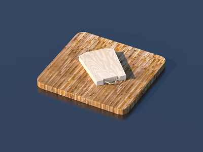 Square Wooden Cutting Board Kitchenware with White Cheese Like Object on Surface 3d model