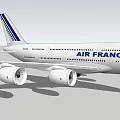 Air France Passenger Airliner With White Body Blue Tail Stripe And Four Engines