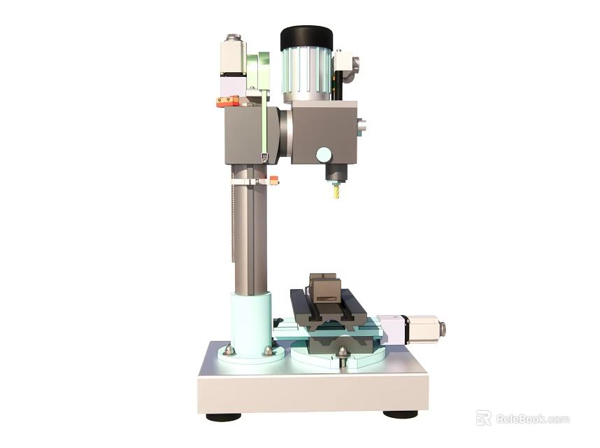 Small Industrial Drilling Machine with Vertical Column Motorized Worktable and Precision Drilling Mechanism 3d model 