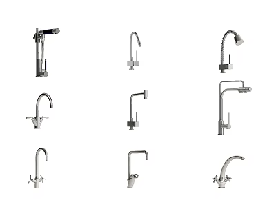 Various Contemporary Kitchen Bathroom Faucet Designs With Stainless Steel And Chrome Finishes 3d model