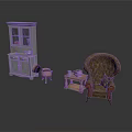 Vintage Living Room Interior With Wooden Cabinet Armchair And Side Table Decorative Ornament