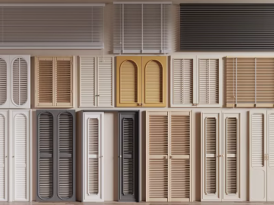 Various Window Blinds With Different Colors And Styles For Interior Design 3d model