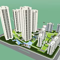 Elegant Modern High Rise Residential Towers With Green Areas And Water Features
