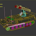 Military Green Modern Armored Tank With Tracked Chassis Missile Launcher And Antennas