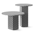 Round Marble Side Tables With Fluted Bases And Smooth Circular Tops 3d model
