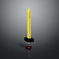 Detailed Yellow Decorative Sword With Engravings And Black Base Red Accent