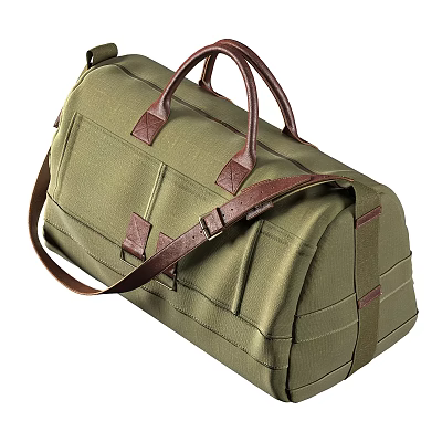 Olive Green Duffel Bag With Leather Handles And Strap 3d model Olive Green Duffel Bag With Leather Handles And Strap 3d model