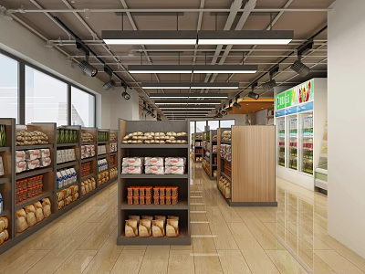 Fresh Vibrant Fruits in Supermarket Aisle with Organized Shelves and Colorful 3d model