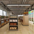 Fresh Vibrant Fruits in Supermarket Aisle with Organized Shelves and Colorful