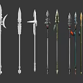 Various Spear Weapons Designs With Different Handle And Blade Details For Collection 3d model