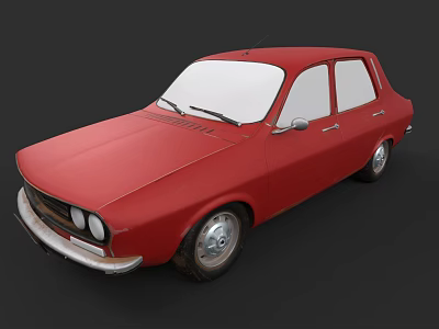 Red Vintage Sedan Car With Classic Body Design And Silver Wheels 3d model