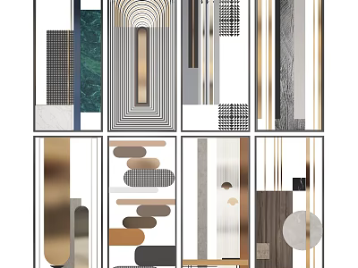 Modern Partition Design With Geometric Patterns Glass And Metal Decorative Elements 3d model