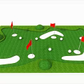 Outdoor Mini Golf Playground Equipment with Green Lawn Red Flags White Tees and Balls