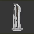Modern Metallic Geometric Tower Sculpture With Sleek Lines And Base Structure 3d model