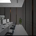 Modern Control Room Interior Featuring Multiple Monitors Control Desk And Office Chairs 3d model