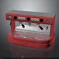 Red Espresso Coffee Machine With Dual Spouts Control Buttons And Steam Wand