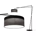 Modern Minimalist Floor Lamp With Round Gray Black Shade And Sleek Metal Stand