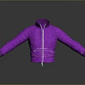 Stylish Purple Jacket with Zipper Closure Stand Collar and Front Pockets Design