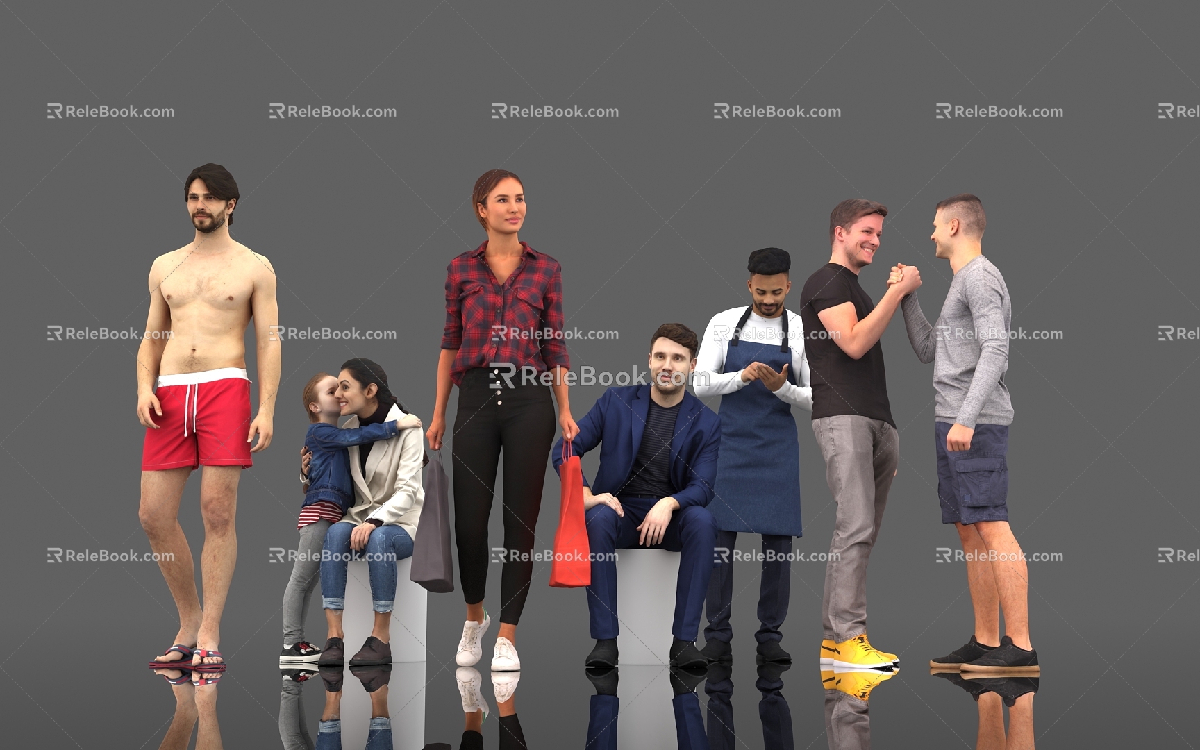 Characters Men Women Men Women Women Children Tourists Crowd Passers-by Scenes Decorative Characters Atmosphere City Models 3d model