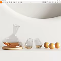 Elegant Glass Decanter Wine Glasses And Oranges On Wooden Base Tableware Set