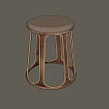 Modern Wooden Frame Stools With Curved Legs And Textured Upholstered Seats