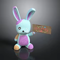 Light Blue And Purple Plush Rabbit Toy Holding Happy Easter Wooden Sign