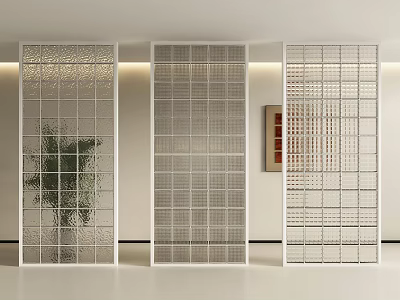 Modern Glass Room Dividers With Grid Design In Contemporary Interior Space 3d model