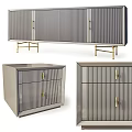 Modern Nightstand Design With Vertical Stripes Gold Legs Drawers And Sleek Finish