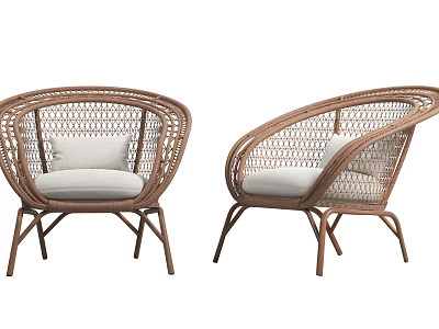 Rattan Leisure Chairs With Modern Design And Cushioned Seats For Indoor Outdoor Use 3d model