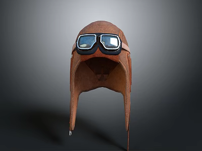 Vintage Leather Pilot Helmet With Brown Protective Goggles For Daily Life Use 3d model Vintage Leather Pilot Helmet With Brown Protective Goggles For Daily Life Use 3d model