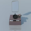 Modern Hinged Door Dressing Table With Mirror Drawers And Flower Decoration