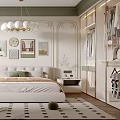 Modern Bedroom Interior Design With Plaster Molding Chandelier Wall Art And Area Rug