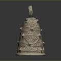 Decorative Ceramic Bell With Woven Pattern And Embossed Beads On Top Ring