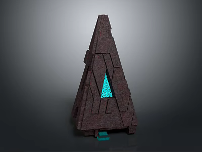 Cartoon Scene With Brown Pyramid Structure Geometric Lines Blue Triangle And Small Blue Square 3d model