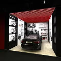 4S Auto Showroom Interior With Display Car Wheel Rims And Promotional Posters