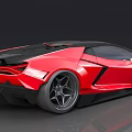 Red Sports Car With Modern Aerodynamic Design Sleek Body And Large Alloy Wheels