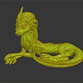 Vibrant Blue And Purple Mythical Creature With Horn Mane And Tail Sculpture