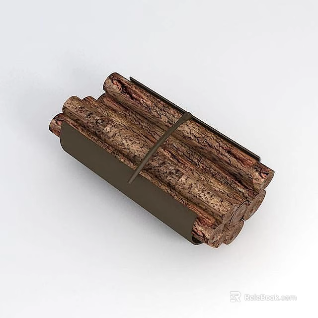 Technology Exhibition Hall Display Of Wooden Logs Strapped With Leather Belt 3d model 